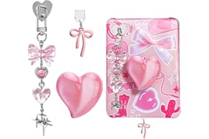 YYBFD Pink Cute Charms Set for Kindle, Dust Plug Charm Type C/USB C, Heart Grip Holder, Bling Keychains with Hook for Kindle 
