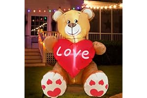 TURNMEON 3.5 Ft Valentines Day Inflatables Outdoor Decorations, Valentines Blow up Bear Holds Love Heart with Bulit-in LED Lighted Valentines Day Decorations for Yard Garden Home Indoor Outdoor Party