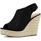 Allegra K Women's Espadrille Platform Heeled Wedges Sandals