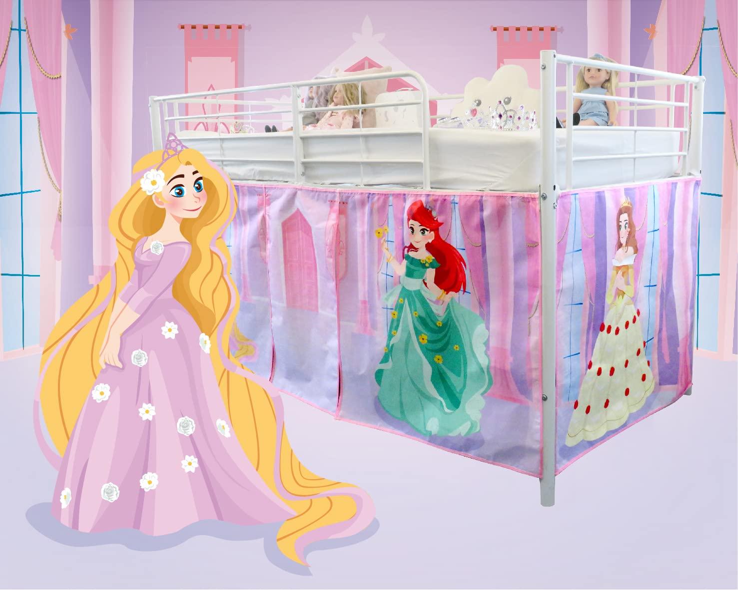 HedgehogEmporium Tent for Midsleeper Cabin Bed, Mid sleeper - Princess