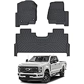 Cartist Floor Mats for 2017-2024 2025 2026 Ford F-250/F-350/F450 Super Duty Crew Cab w/Under Seat Storage, All Weather Floor Liners for F-250 Accessories, Heavy Duty Car Mats, Car Accessories