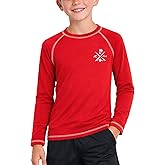 Quad Seven Boys Swim Shirt - Quicky Dry Sun Protection Long Sleeve Rash Guard for Boys Youth Kids Swimwear (Sizes: 5-18)