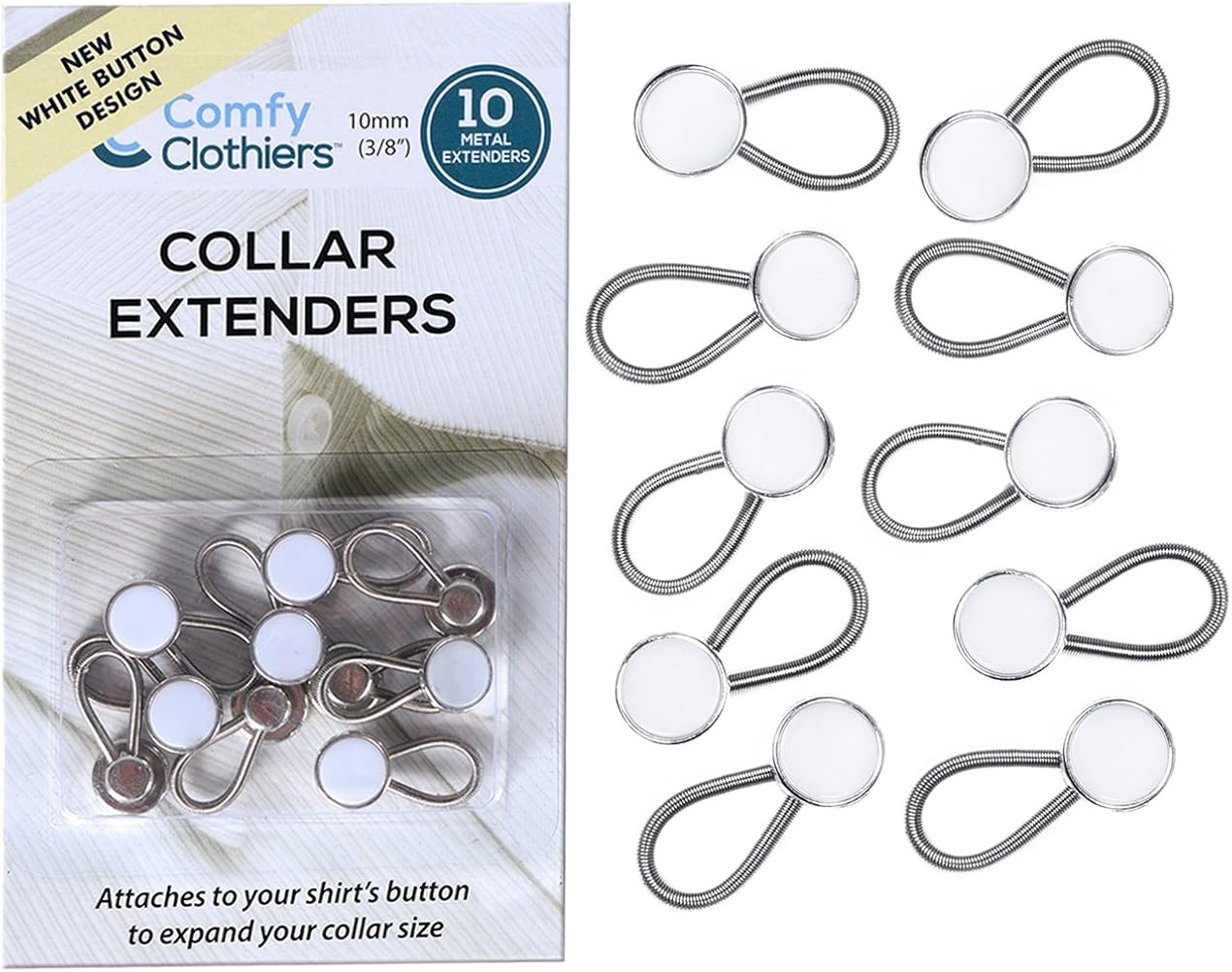 Comfy Clothiers 10Pack White Collar Extenders Elastic