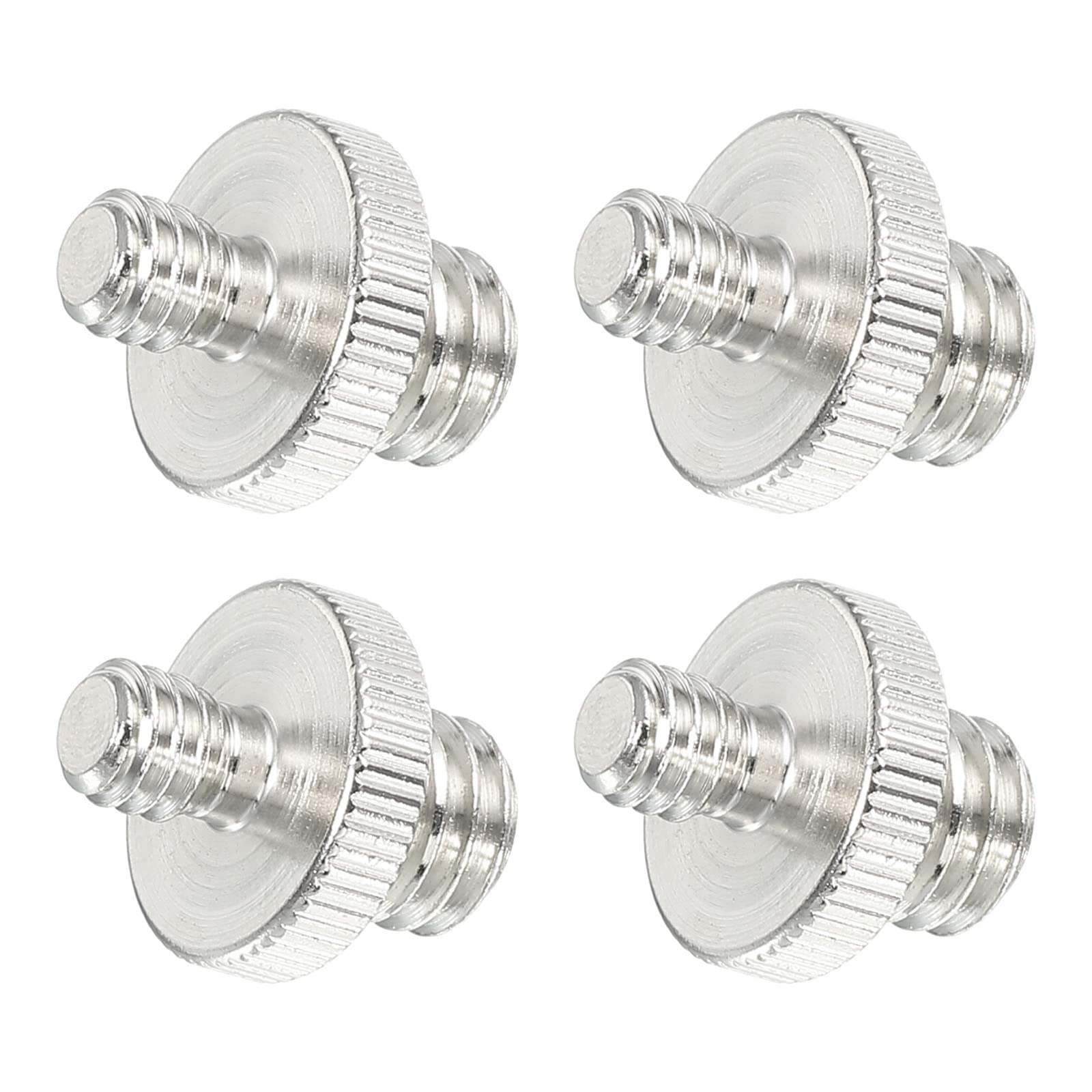 PATIKIL Mic Stand Adapter 3/8 Male to 1/4 Male Thread Tripod Screw Adapter Double Sides Camera Screw for Microphone Tripod Stand Silver 4 Pack