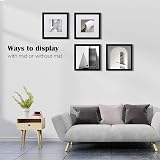 EGOFINE 10x10 Photo Frame Set of 4 Black Solid Wood 6x6 Mat or 10x10 view 5