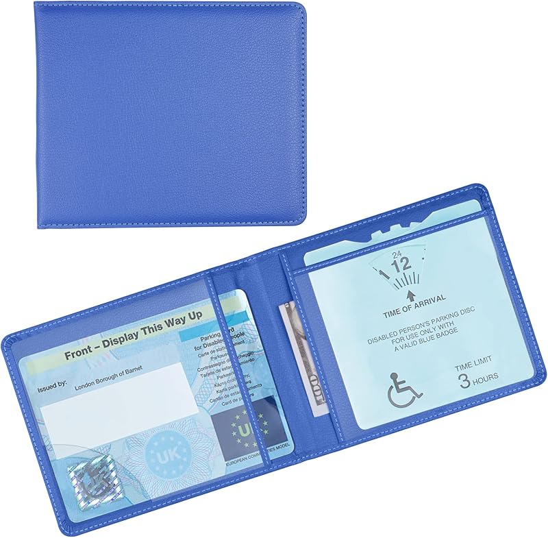 OFFCUP PU Leather Disabled Badge Holder Blue Hologram Safe Timer Wallet