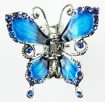 Butterfly Hair Clip Silver Butterfly Hair Accessory Blue