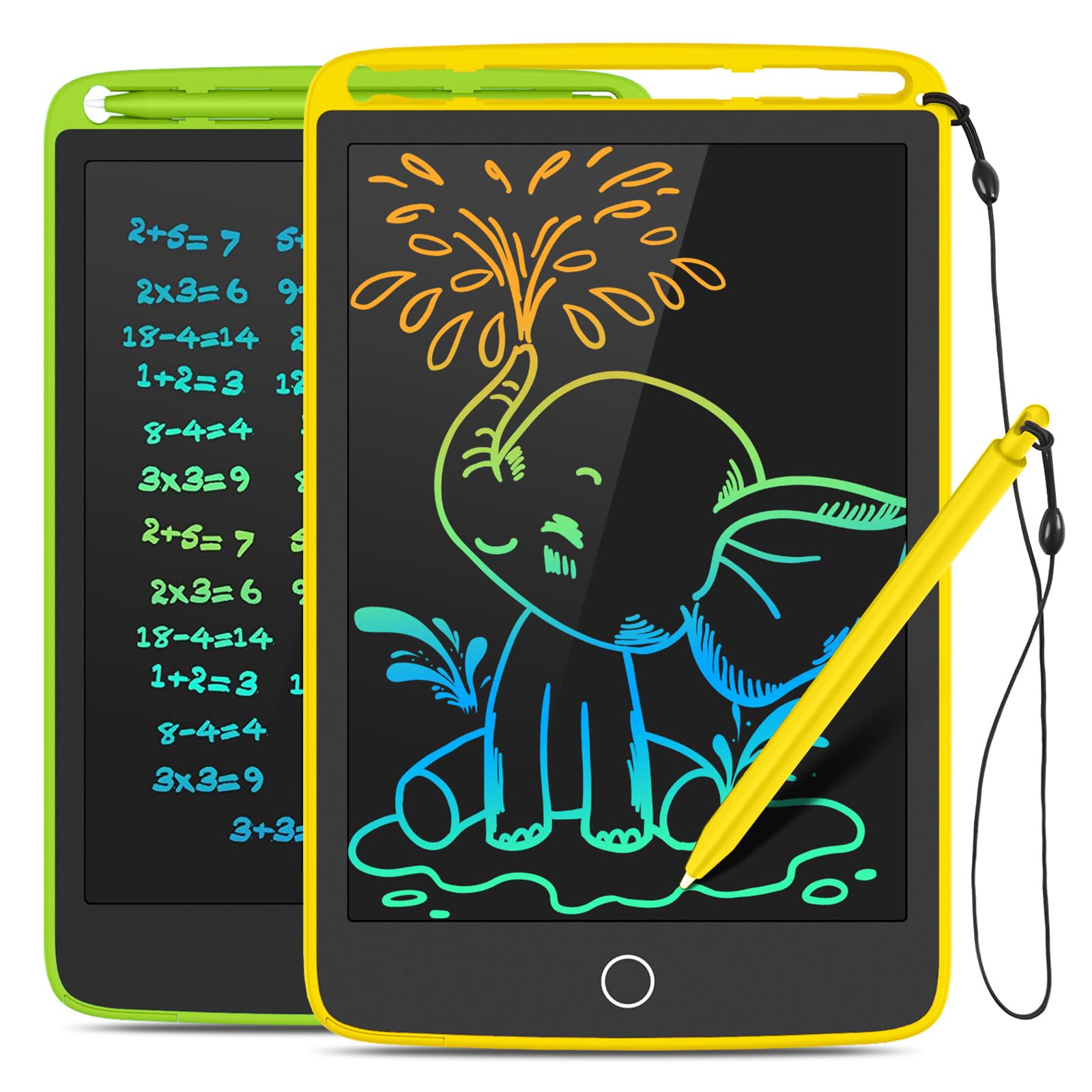 Photo 1 of 2 Pack LCD Writing Tablet, Colorful Screen Doodle Board 8.5 Inch Drawing Tablet for Kids, Learning Toys Birthday Gifts Travel Activity Games for 3 4 5 6 Year Old Boys and Girls Toddlers?Yellow Green?