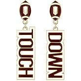 MISS RIGHT Football Earrings for Women, Pave Rhinestones Football Mom Trio Dangle Earrings, Sports Lover Touchdown Drop Earrings, Football Team Gifts for Women Jewelry