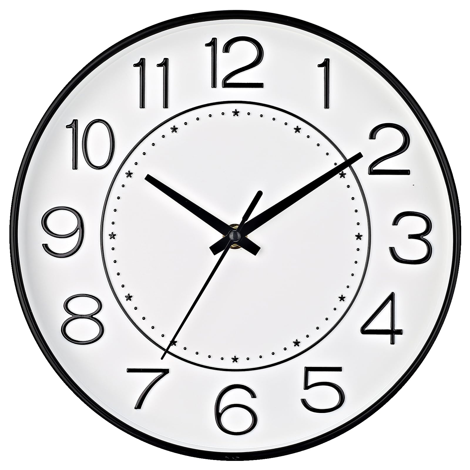HZDHCLH Wall Clock 10 Inch Silent Non Ticking Clock Round Wall Decor，Wall Clocks for Living Room Kitchen Office (white black)