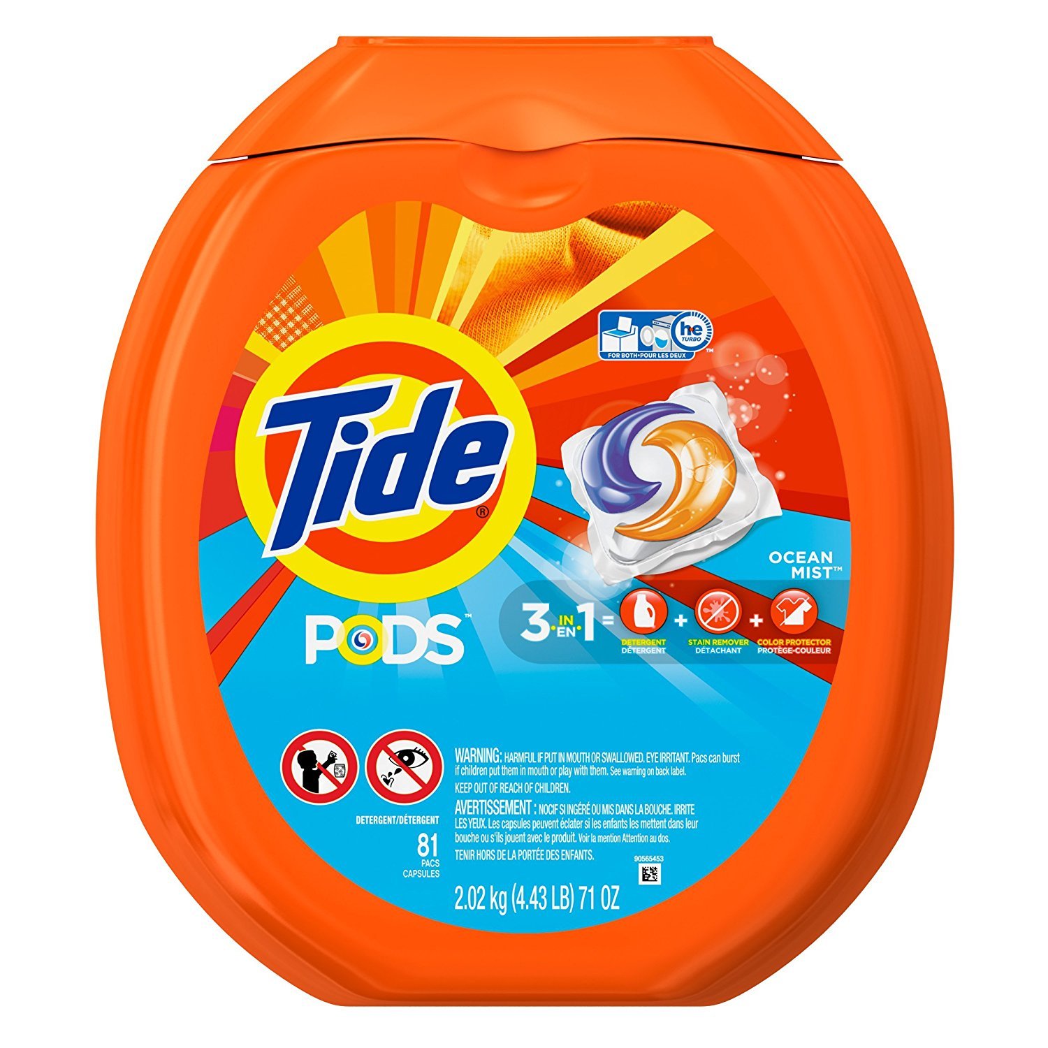 Tide PODS Ocean Mist HE Turbo Laundry Detergent Pacs OTnUaql, 81-load Tub 3 Pack
