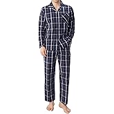 DAVID ARCHY Men's Pajama Set Woven Cotton Pjs Plaid Lounge Set Button-Up Sleepwear Lightweight & Breathable Loungewear