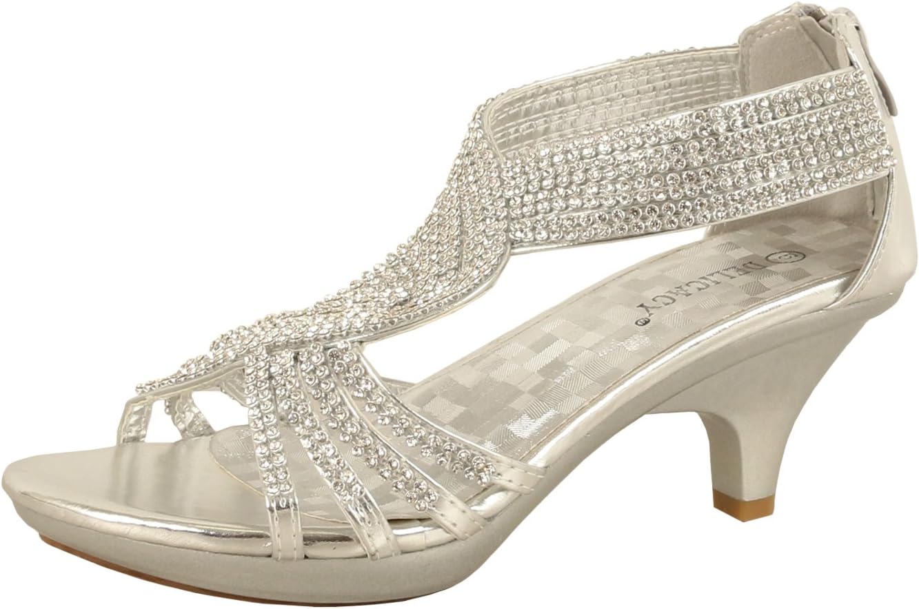 JJF Shoes -62 Womens Strappy Rhinestone Dress Sandal Low Heel