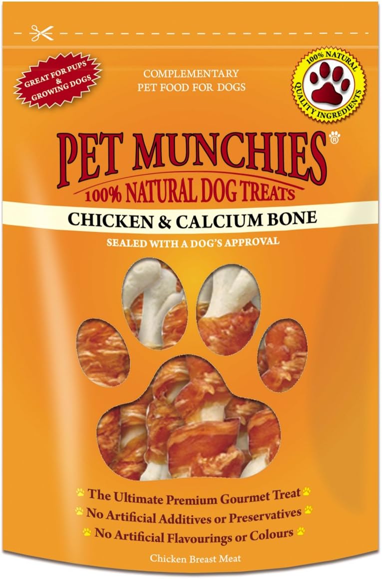 PET MUNCHIES Chicken and Calcium Bones Dog Treats 8 x 100g Pack