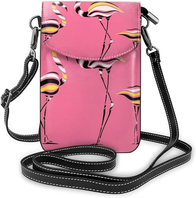 Crossbody Cell Phone Purse Pink Flamingo Women PU Leather Multicolor