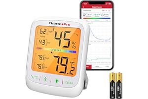 ThermoPro TP359 Bluetooth Thermometer Humidity Meter 260FT Wireless Hygrometer with APP Alerts and Graph Room Thermometer wit