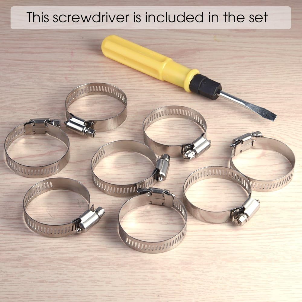 TUPARKA 12 Pcs 27-51mm Hose Clips Adjustable Stainless Steel Worm Drive Hose Clamp with Screwdriver for Home Gas Pipe Flexible Hose Pipe Tube - Image 5