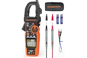 POROMETISTO Inrush Clamp Meter with Flashlight,CM06 Clamp Multimeter,T-RMS 6000 Counts 600A Amp Meter with VFD, LOZ,NCV, AC/DC Voltage Current,Continuity Capacitance Frequency Resistance Temperature