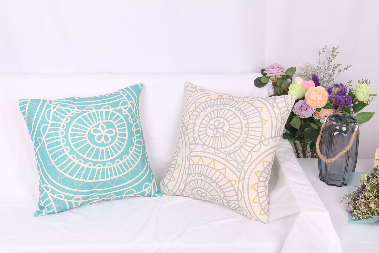 Lomofila Cotton Linen Home Decorative Throw Pillow Case Cushion Cover for Sofa Couch Wedding Gift Housewarming - 18\