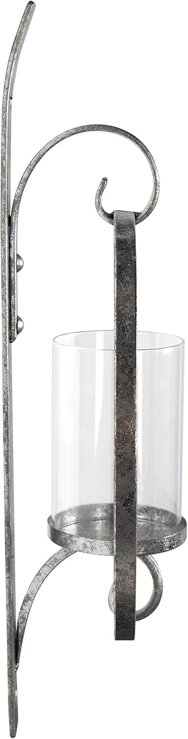 Kate and Laurel Doria Metal Wall Candle Holder Sconce, Silver: Home & Kitchen