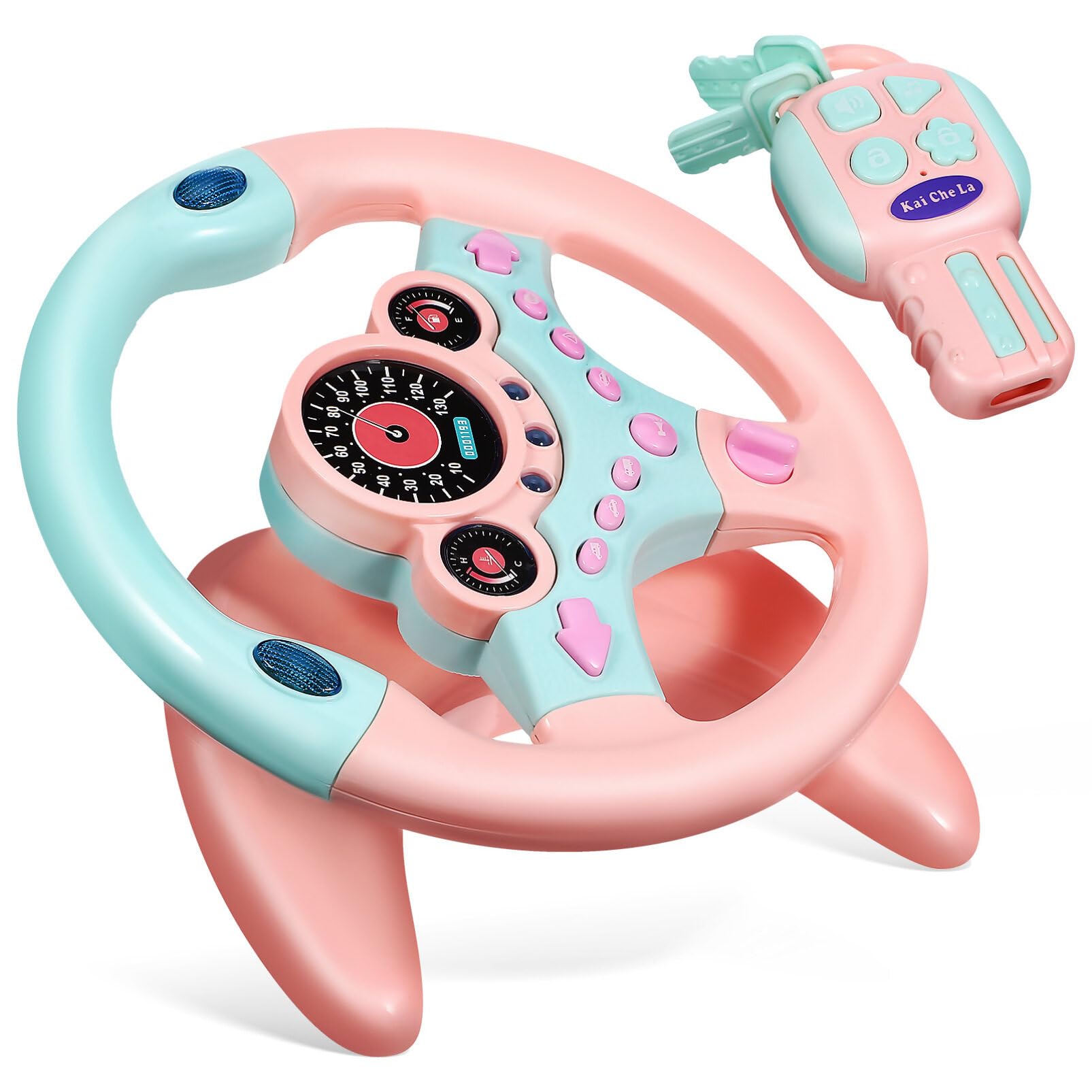 TOYANDONA Toy Steering Wheel Car Backseat Pretend Simulated Driving Steering Wheel Toy with Light and Music, Early Educational for Kids