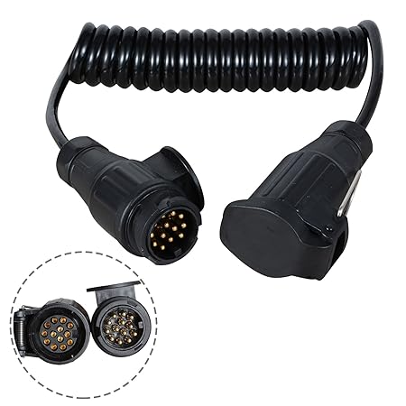Voilamart Verlängerung Kabel, Verlängerungskabel Spiralkabel Anhängerkabel Adapter 3 Meter 13-13 Polig Auto Anhänger weniger 