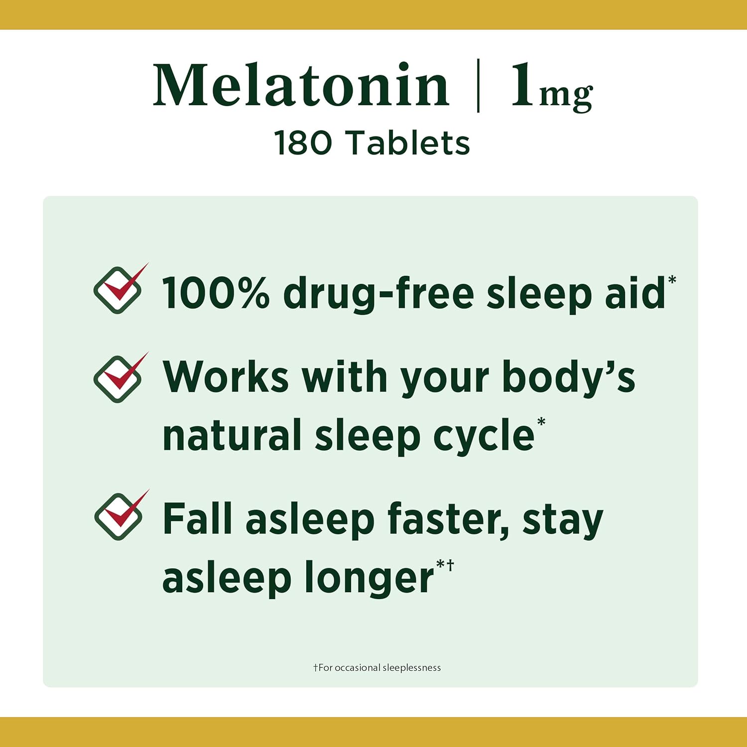 Melatonin by Nature's Bounty, 100% Drug Free Sleep Aid, Dietary Supplement, Promotes Relaxation and Sleep Health, 1mg, 180 Tablets: Health & Personal Care