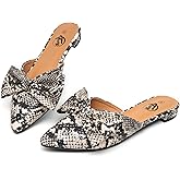 Trary Women's Black Bow Pointed Toe Mules, Modern Mule