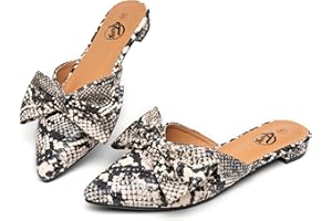 Trary Mules for Women Flats Comfortable, Bow Pointed Toe Womens Mules, Flats Mules Shoes for Women, Cute Mule Women's Mules & Clogs, Slip On Womens Mules Flats, Backless Loafers Mule Shoes for Women