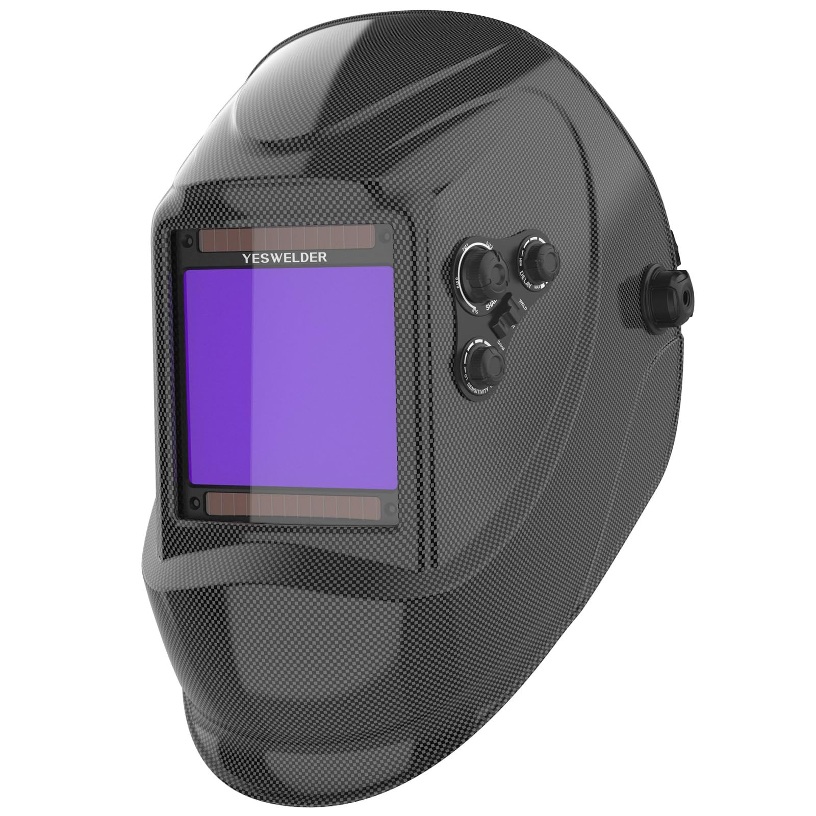 YESWELDER Pantalla de visualización grande 3.93 X3.66 Casco de soldadura con oscurecimiento automático de energía solar de color verdadero, 4 sensores de arco Pantalla ancha 4/5-9/9-13 para máscara de soldador de molienda de soldadura por arco TIG MIG L