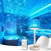 IP65 Waterproof Shower Lamp for Inside Shower, Outdoor Patio Cordless Rechargeable Table Lamp, RGB Ocean Wave Projector, Batt