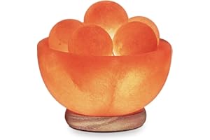 Himalayan Glow Hand Crafted Crystal Rock Salt Lamp Bowl with 5 Therapy Massage Balls, Night Light Salt Lamp, ETL Certified Cord| Perfect Choice