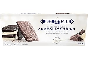 Jules Destrooper Assorted Chocolate Thins - Caramelized Butter Biscuits, Kosher Dairy, Authentic Made In Belgium - 3.5oz (Pack of 12)