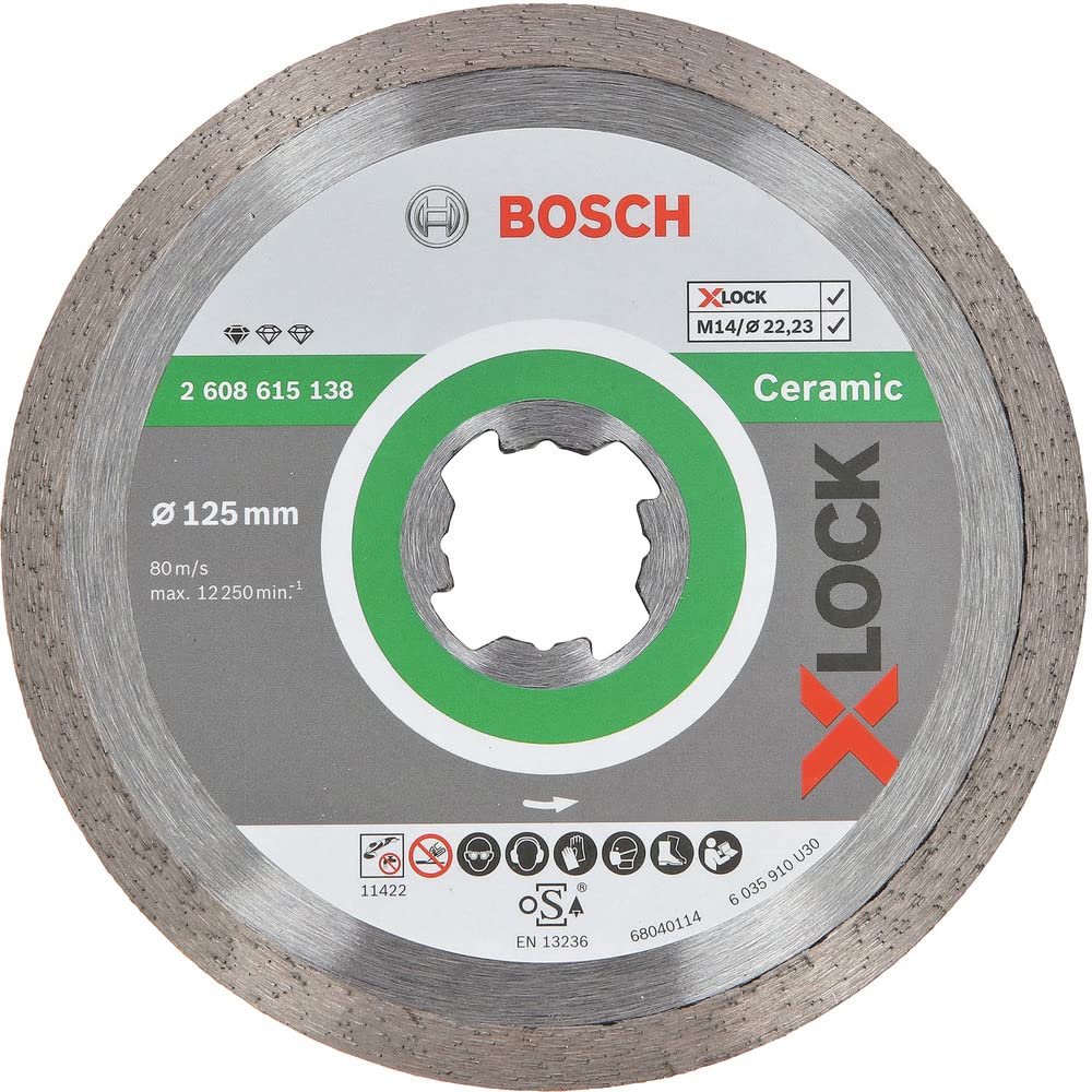 Bosch Professional 2608615138 Diamond Cutting Disc Standard (for Ceramic, X-LOCK, Diameter 125 mm, Bore Diameter: 22.23 mm)