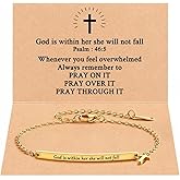 LANWLOSI Bible Verse Bracelet for Women Christian Gold Bible Verse Cross Charm Bracelet God Is Within Her She Will Not Fall Cross Brace-let Encouragement Inspirational Faith Jewelry Gifts for Her