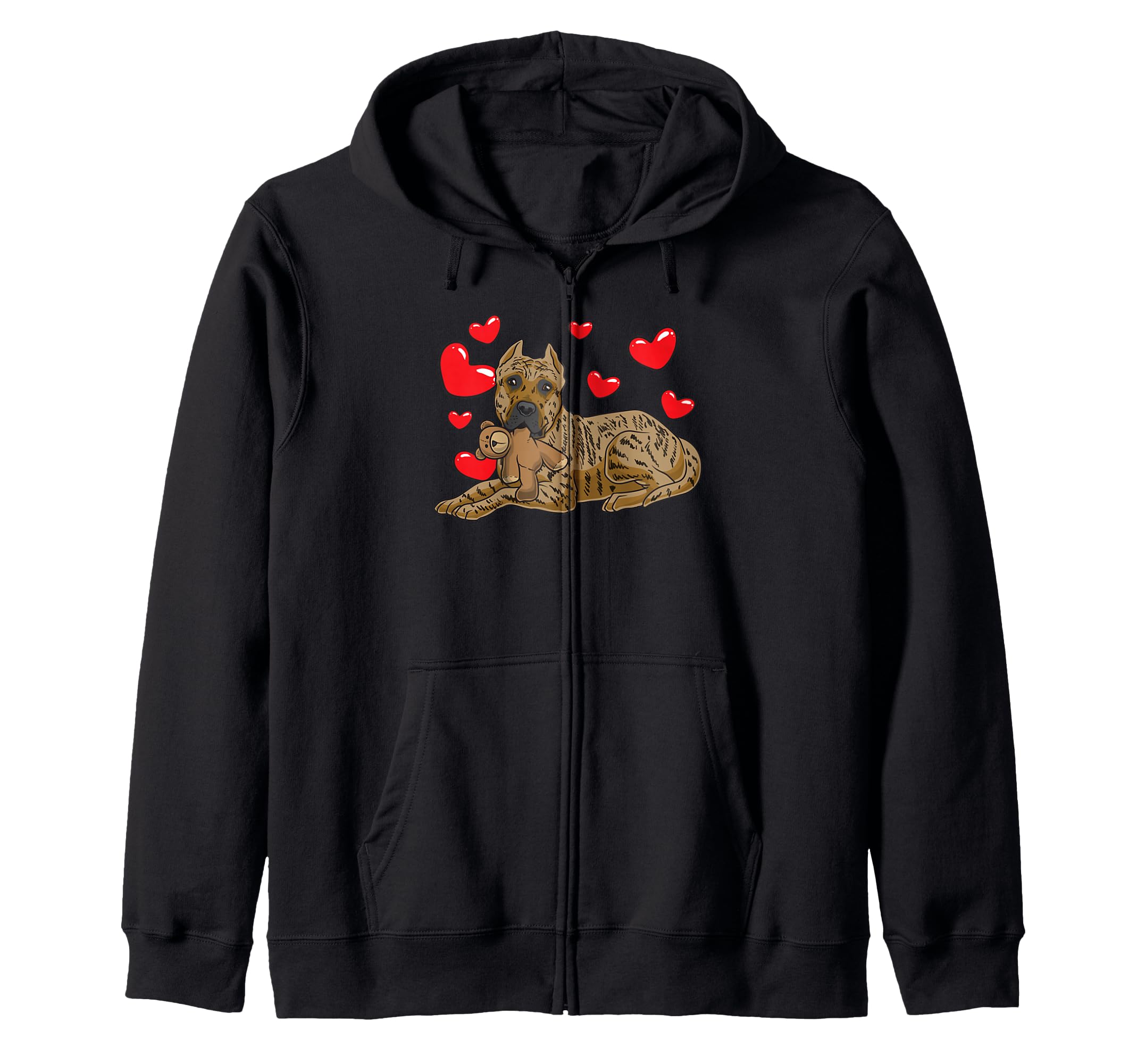Dogo Canario Dog with Soft Toy and Many Hearts Zip Hoodie