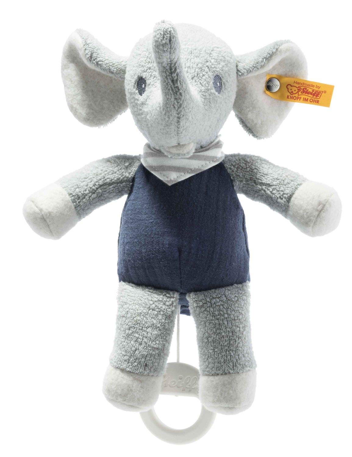 Steiff 242410 GOTS Eliot Elephant musix Box, Light gre