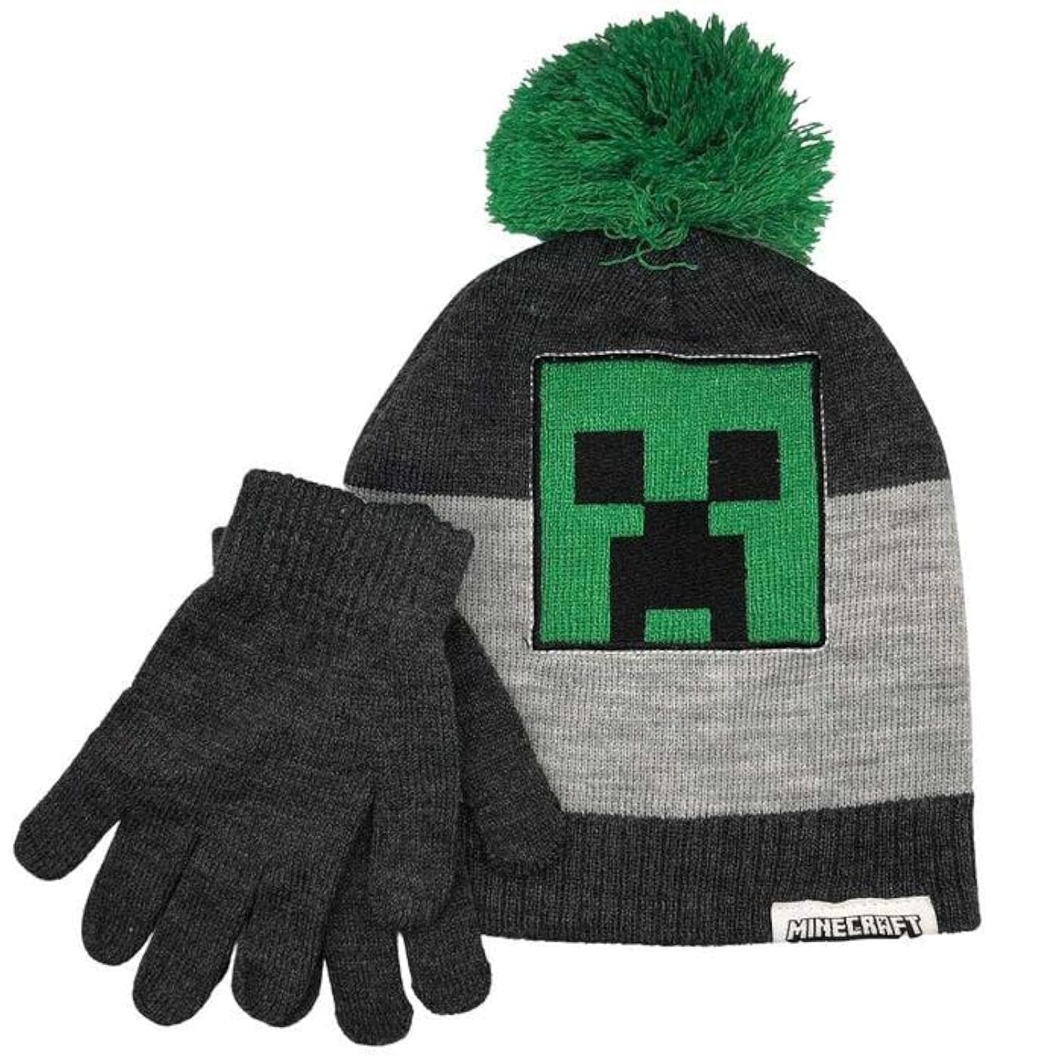 Bioworld Minecraft Creeper Bobble Hat & Gove Set Kids Gaming Gift Ideas Boys
