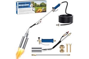SEVENMEET Propane Torch Weed Burner, Weed Torch for Outside with 11.5FT Hose, High Output 1,800,000 BTU Blow Torch for Weed with Self Igniter & 1lb Propane Adapter, Flamethrower for Weeding, Roof, Snow Melting
