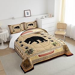 Black Bear Comforter Set Full Rustic Cabin Decor