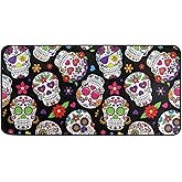 Anti Fatigue Kitchen Floor Mat, 39 x 20 In Sugar Skull Non Slip Absorbent Comfort Modern Standing Mat Soft Kitchen Runner Rug for Hallway Entryway Bathroom Living Room Bedroom Halloween Ghost