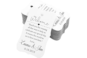 Darling Souvenir 100 PCS Wedding Welcome Personalized Wedding Favor Gift Paper Tags Custom Made Thank You Hang Tags