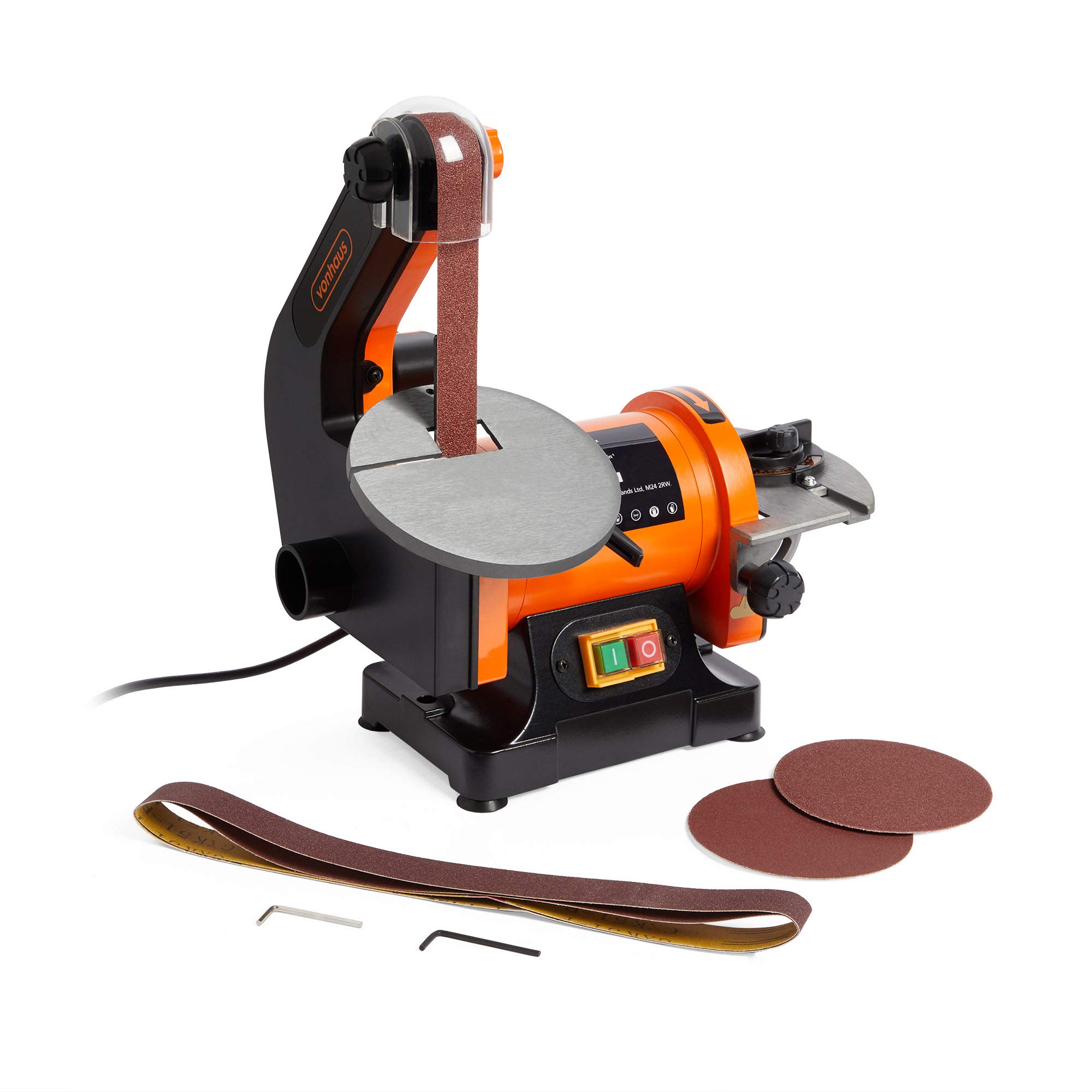 VonHaus Belt and Disc Sander - 25 x 760mm Belt / 125mm Disc Sander – Adjustable Sanding Table Changeable Sanding Discs Belts