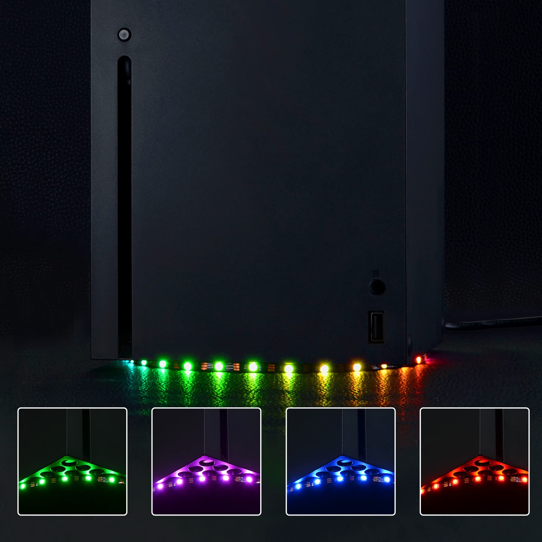 eXtremeRate PlayVital RGB LED Light Strip for Xbox Series X Console, 7 Colors 29 Effects DIY Decoration Accessories Flexible Tape Lights Strips Kit for Xbox Series X Console with IR Remote