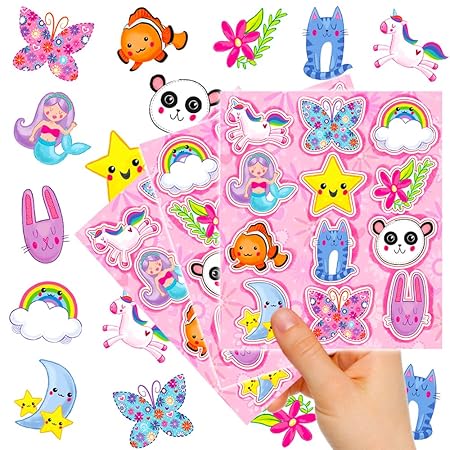 German-Trendseller - 72 süße Kinder Sticker - Set ? Neu ? Mix ? Kindergeburtstag ? Mitgebsel ?6 Bögen