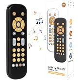 Orzbow Baby TV Remote Control Toy with Light &amp; Sound for 6 Months+, Black | Realistic Musical Remote Toy with 3 Languages (English, French, Spanish), BPA-free, Ideal Gift for Baby Infant Boys Girls
