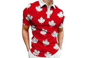 Mens Canada Polo Shirt Vintage Short Sleeve Maple Leaf Graphic Golf Shirts Summer Canadian Graphic Print Polo Shirt