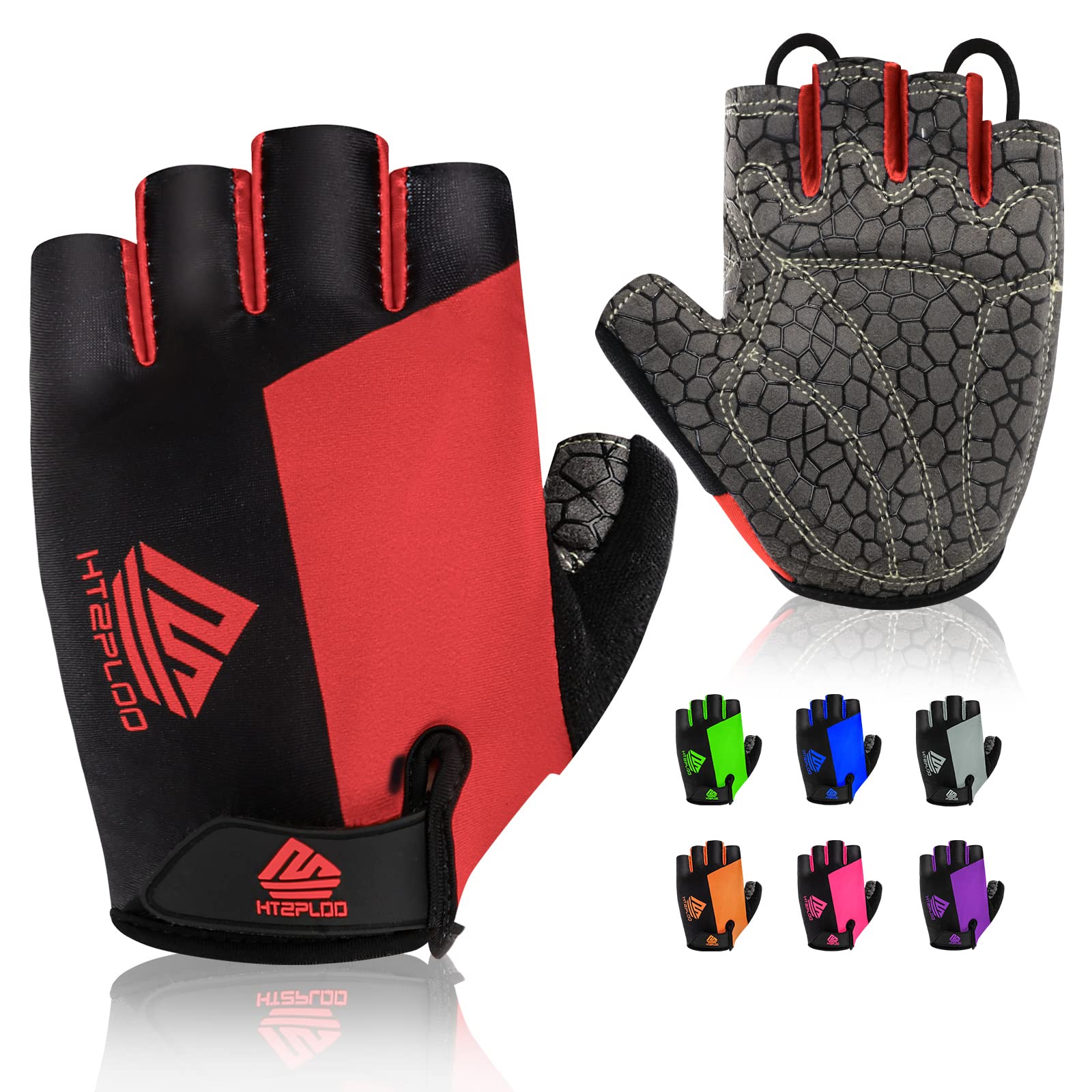 HTZPLOO Bike Gloves - Half Finger Cycling Gloves