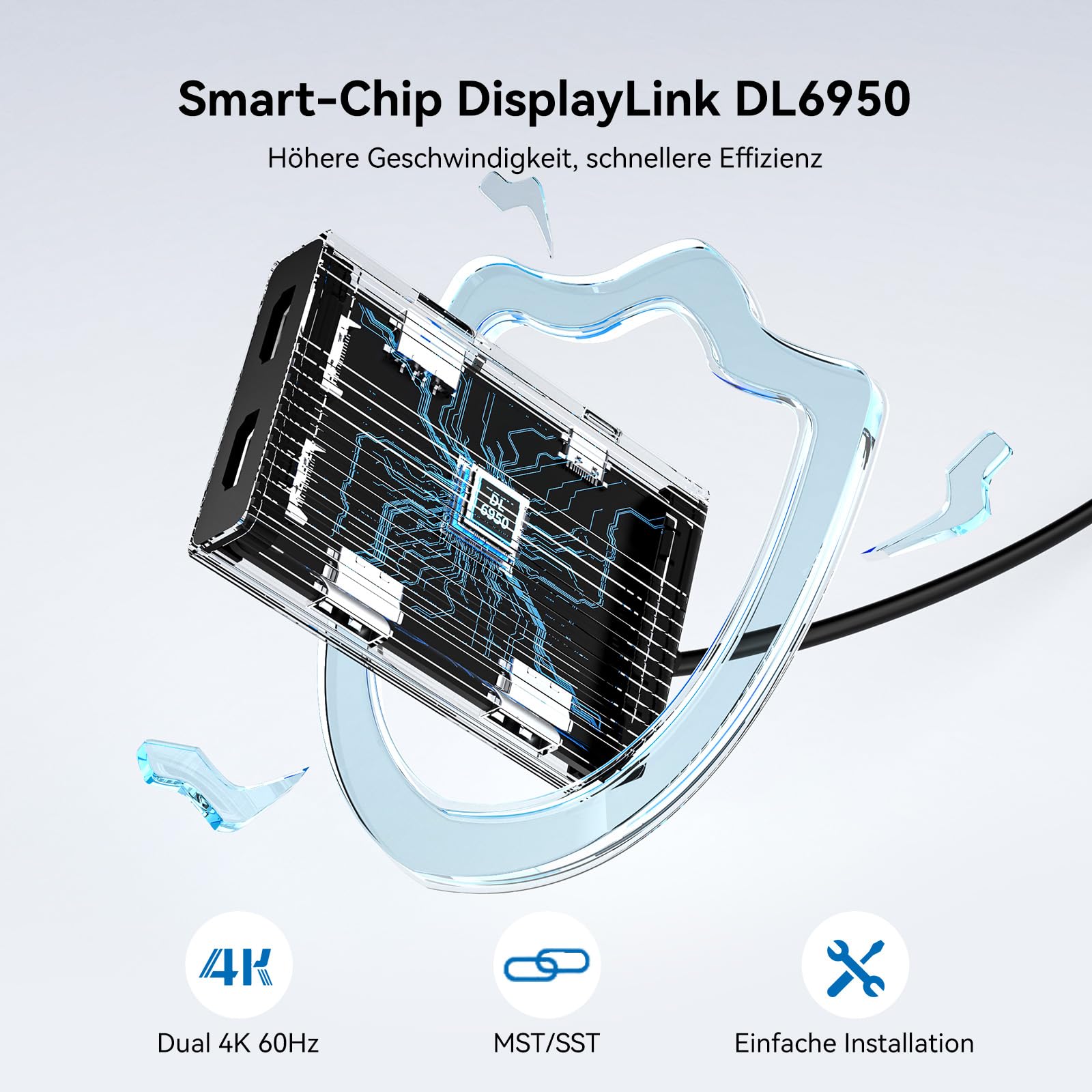 ACASIS USB C auf Dual HDMI DisplayLink Adapter, 4K@60Hz, 2 HDMI, 100W PD Charging, DisplayLink Docking Station für Mac M1/M2/M3/Windows,USB A/C auf Dual Monitor Adapter (Phantom Grey) 4