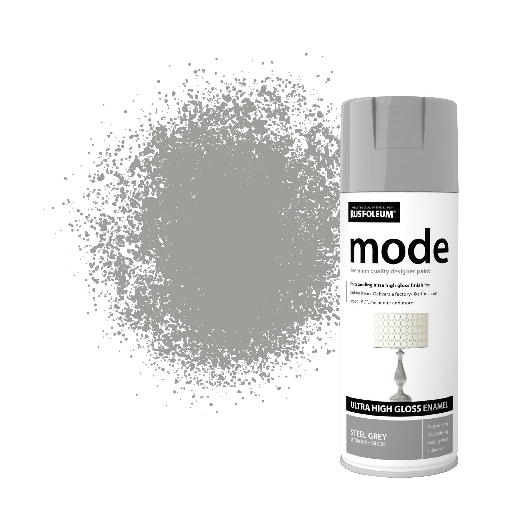 Rust-Oleum 400ml Mode Ultra High Gloss Spray Paint Aerosol - Steel Grey